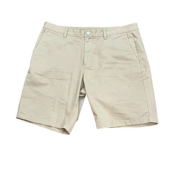 Bonobos The Chino‎ 9" Flat Front Khaki Shorts Size 35 Preppy Golf Button Zipper - Picture 1 of 9